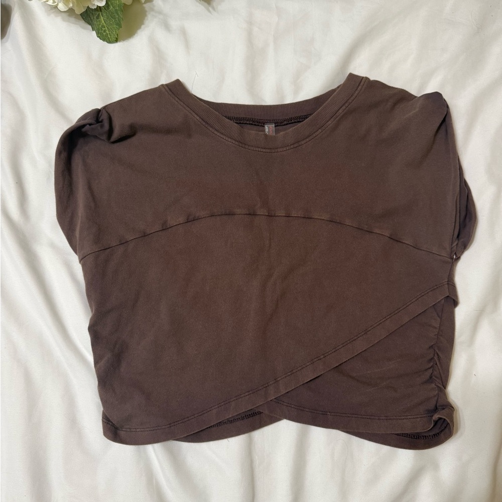 Free People Brown Cropped Layered Tee